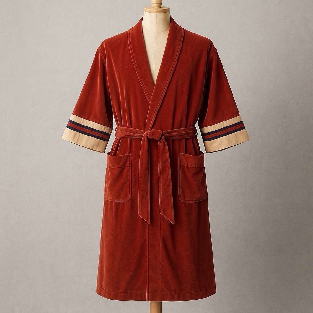 Christian Dior Men's Velvet Robe Belted Long Loungewear Quiet Luxury One Size‎